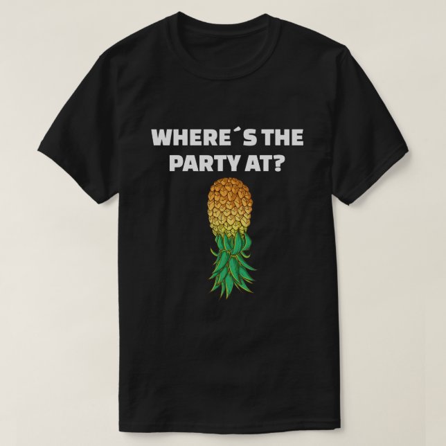 Uppsida ner, ananas, där är Party vid T Shirt (Design framsida)