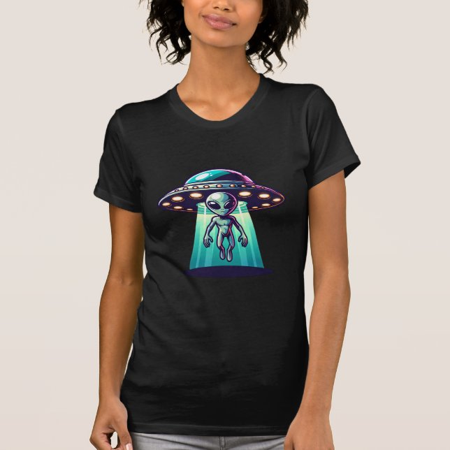 Uppskalat UFO och Alien T Shirt (Framsida)