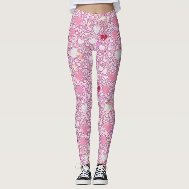 Uppskärningshögar Mönster 01 Offwhite BG Leggings (Framsida)