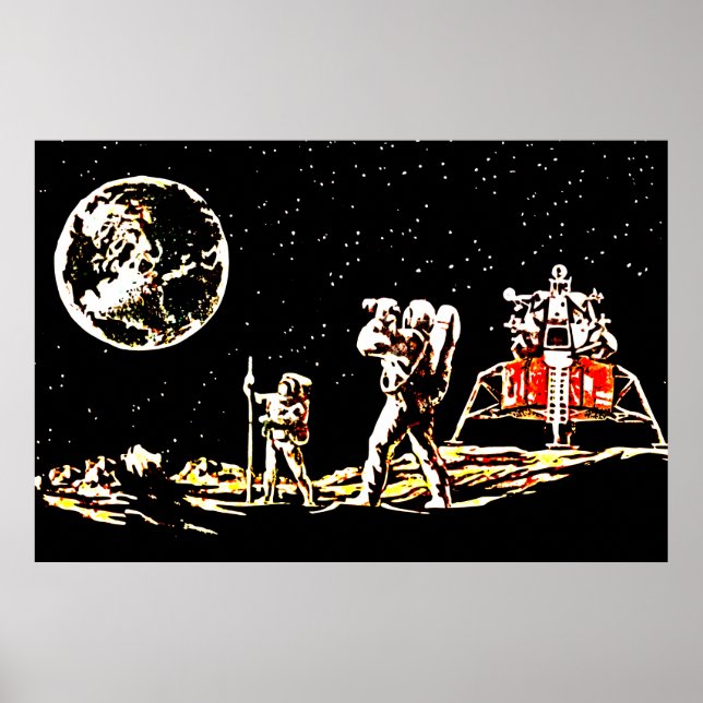 Uppskattat perspektiv: Retro Måne View Poster (Framsidan)