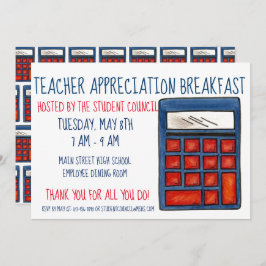 Uppskattning av Blue Calculator School Math Teache Inbjudningar