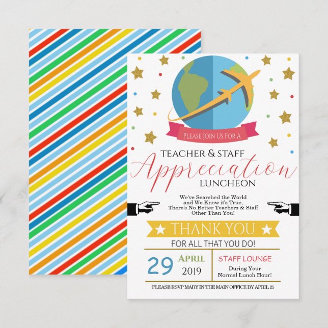 Uppskattning av Inbjudan för världstemisk lärare (Fram/baksida)