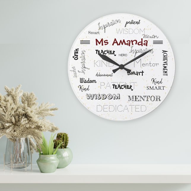 Uppskattning av inspirationspumpen Ord Mentor Teac Stor Klocka (Inspirational Words Mentor Teacher Appreciation Large Clock)