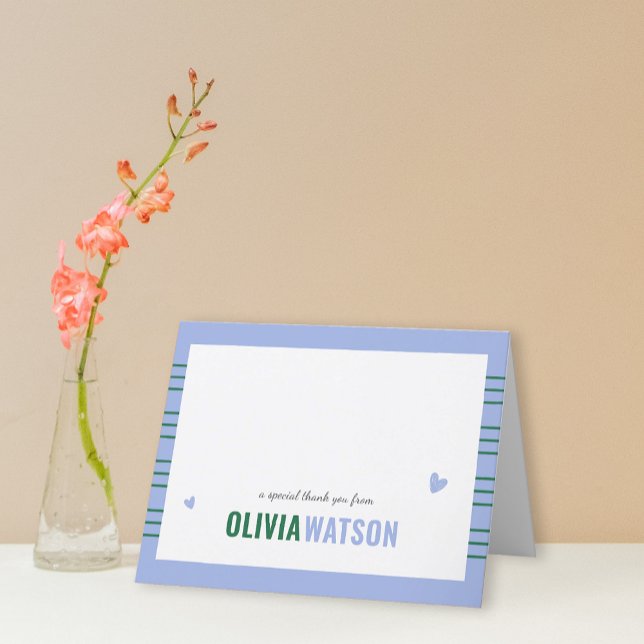 Uppskattning av Tack för rand-Personlig har mappat Helgkort (Stripe Personalized Thank You Appreciation Folded Holiday Card)