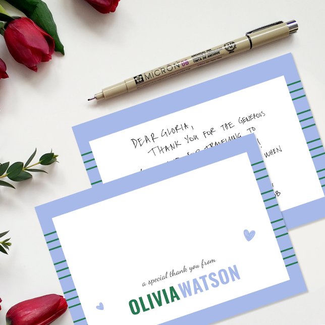 Uppskattning av Tack vid rand Personlig Namn Julkort (Stripe Personalized Name Thank You Appreciation Holiday Card)