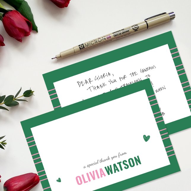 Uppskattning av Tack vid rand Personlig Namn Julkort (Stripe Personalized Name Thank You Appreciation Holiday Card)