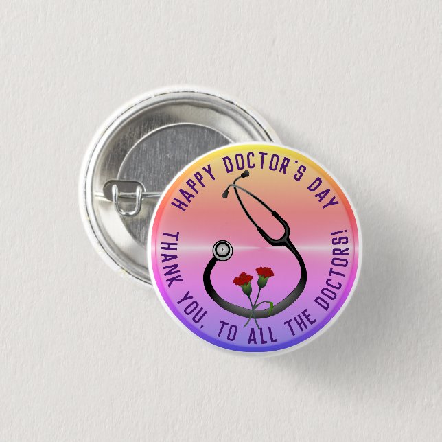 Uppskattning Doktor Day Stethoscope Knapp (Framsida & baksida)