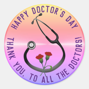 Uppskattning Doktor Day Stethoscope Runt Klistermärke