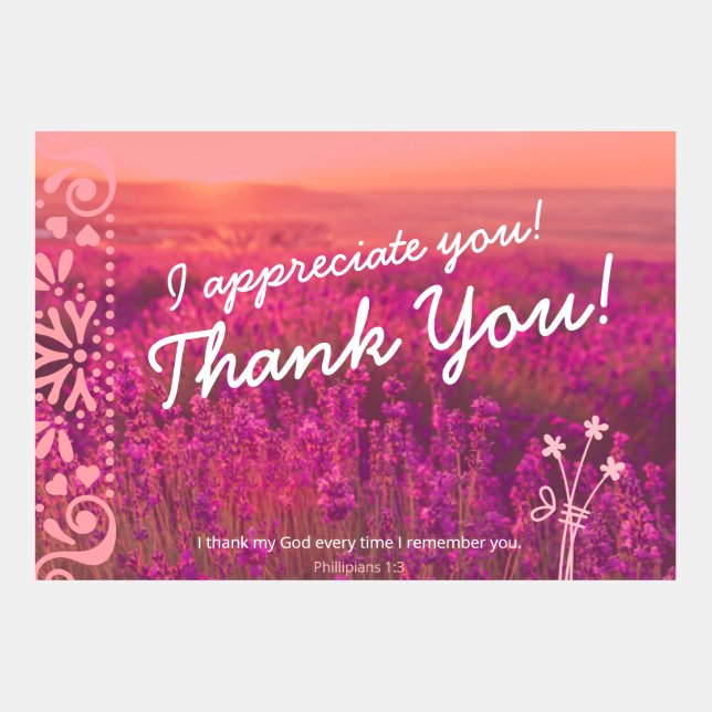 Uppskattning och tack med Flower Fält (Framsida)