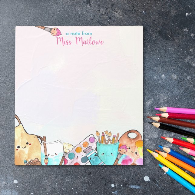 Uppskattningsgåva för vattenfärgslärare Art Teache Anteckningsblock (Watercolor Art Teacher Appreciation Gift Personalized Notepad)
