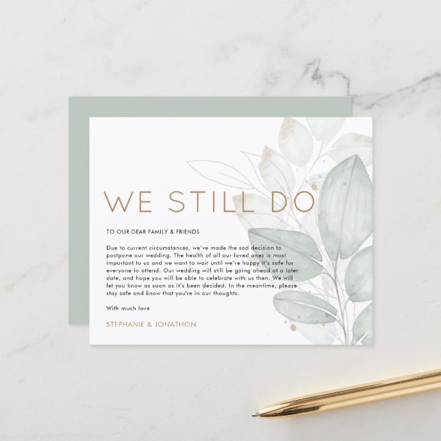 Uppskjutandet av budgeten Bröllop - vi meddelar fo (Fram/Back In Situ)