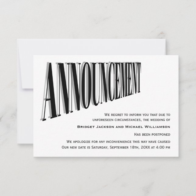 Uppskjuten anmälan från Bröllop Spara Datumet (Framsida)