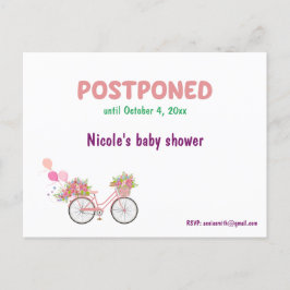 Uppskjuten Baby Shower med datum för ny RSVP Meddelande Vykort