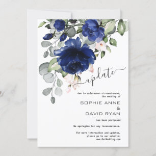 Uppskjuten Blommigt för Bröllop Update Navy Blue R Inbjudningar