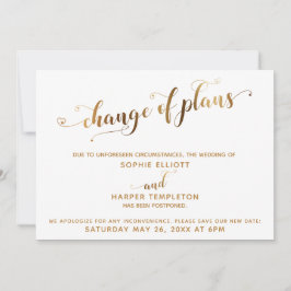 Uppskjuten Bröllop ändring av planerna Guld och hö Inbjudningar