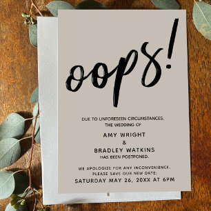 Uppskjuten Bröllop Cream "Oops"! Meddelande Inbjudningar