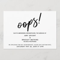 Uppskjuten Bröllop humoristisk "Oops"! Meddelande