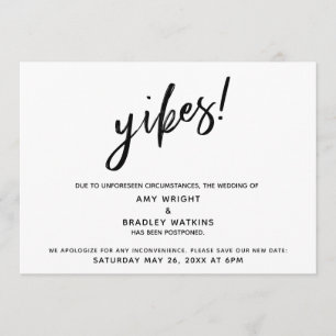 Uppskjuten Bröllop Humous "Yikes"! Meddelande Inbjudningar