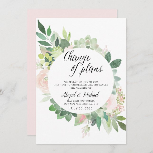 Uppskjuten Bröllop-uppdateringskort för Blommigt m Inbjudningar (Fram/baksida)