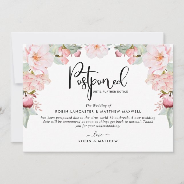 Uppskjuten evenemangsanslag, Blush Floral Inbjudningar (Framsida)
