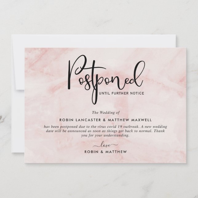 Uppskjuten evenemangshändelse, Blush Marble-kort Inbjudningar (Framsida)
