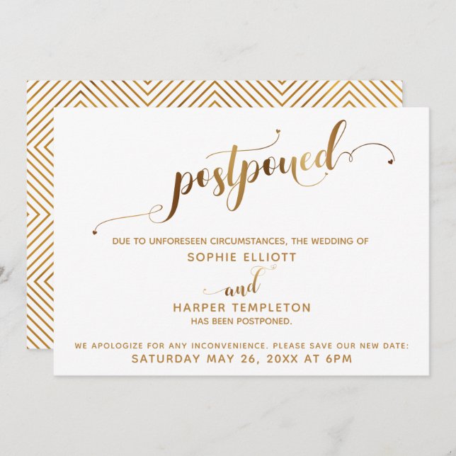 Uppskjuten Guld Hearts Calligraphy i Bröllop Inbjudningar (Fram/baksida)