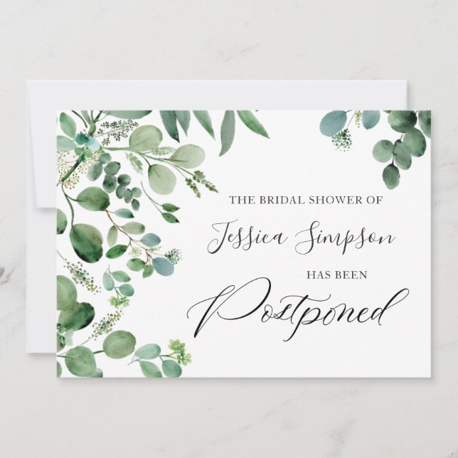 Uppskjuten möhippa Ändra datum för eukalyptus Inbjudningar (Framsida)