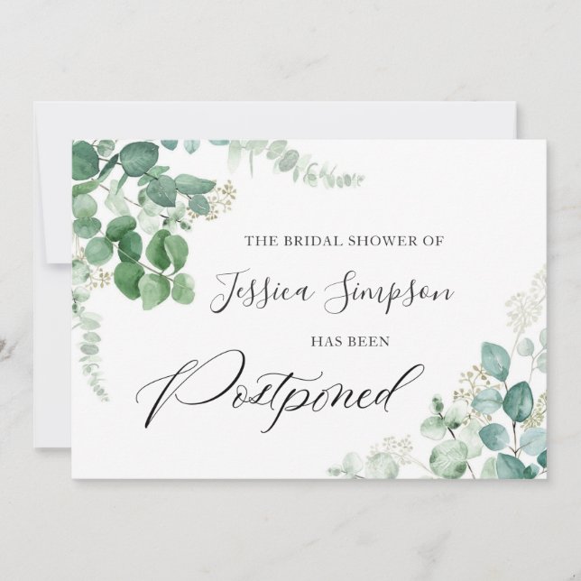 Uppskjuten möhippa Ändra datum för eukalyptus Inbjudningar (Framsida)