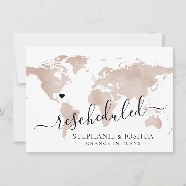 Uppskjuten omplanerad destinationsbröllop Tan Kart Meddelande (Framsida)