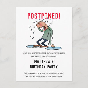 Uppskjuten Party-annullering Tecknad Humor Vykort