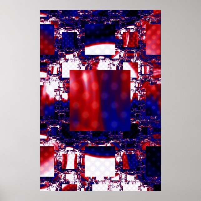Uppskjuten | Röd och blå konst Poster (Framsidan)