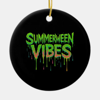 Uppskjuten Summerween Vibes Spooky Roligt Classic Julgransprydnad Keramik