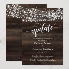 Uppskjutet Bröllop-uppdateringskort för Rustic Woo Inbjudningar