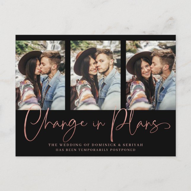 Uppskjutning av chic Handwrite Ro Guld Bröllop Vykort (Framsida)