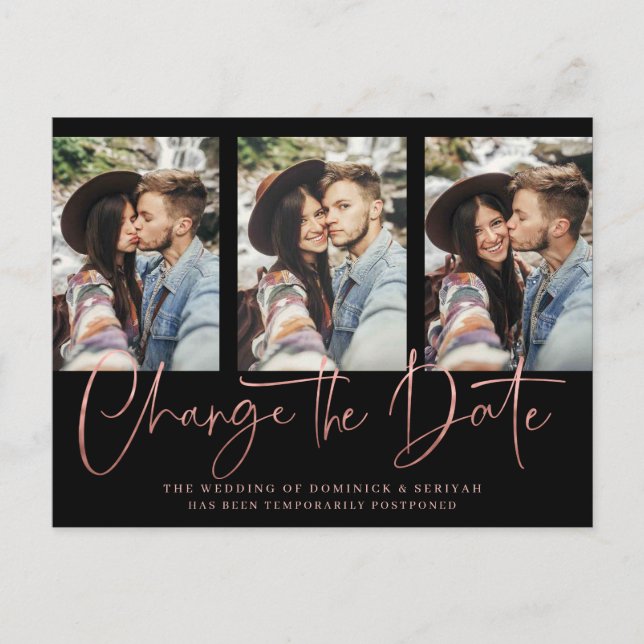 Uppskjutning av handskrivet Ro Guld Bröllop Vykort (Framsida)