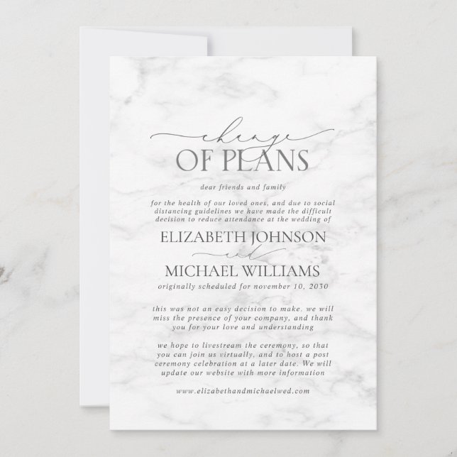 Uppskjutning av Marble Bröllop sparade datumet Spara Datumet (Framsida)