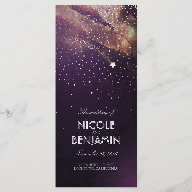 Uppskjutning av stjärnor i Bröllopsprogram med plo Program (Framsida)