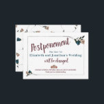 Uppskjutningskort för Beige Ro Bröllop Rådkort<br><div class="desc">Oväntade datumändringar kan inträffa. Skicka gästerna en tealträdgård ro,  bröllop Ändra datumkortet. De här senarelagda evenemangskorten ser charmerande ut med teal,  vin,  röd blommigt bröllop.</div>