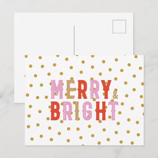 Uppskjutningskort för Merry och Bright God jul Vykort (Fram/baksida)