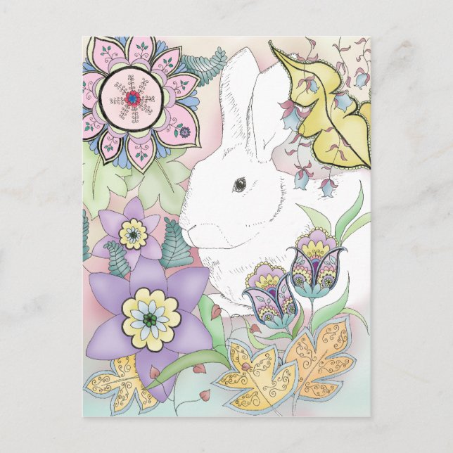 Uppskjutningskort för solnedgång Garden Rabbit Vykort (Framsida)