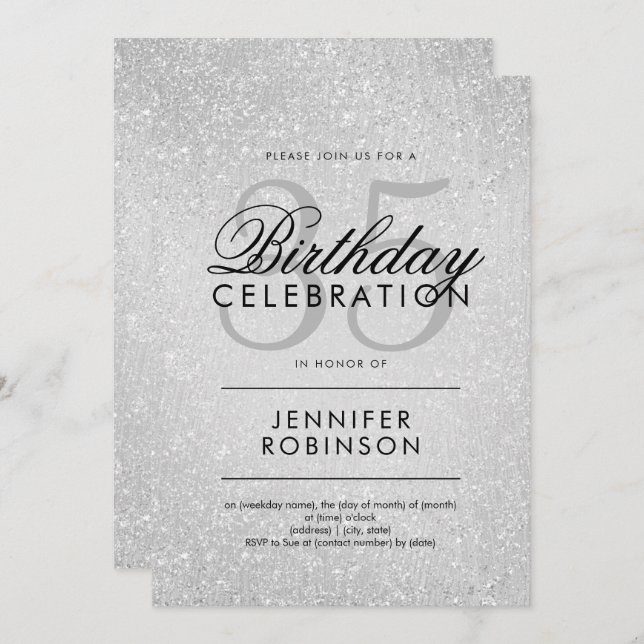 Uppslag över vilken ålder som helst vid födelsedag inbjudningar (Fram/baksida)