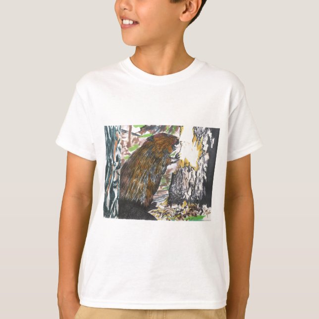 Uppslukande bäver t-shirt (Framsida)