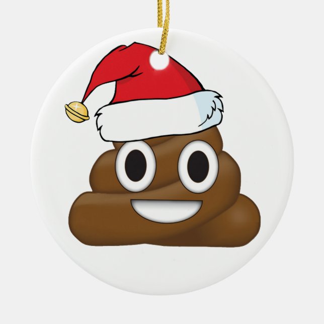 Uppsluppen julaftonPoop Emoji Julgransprydnad Keramik (Framsidan)