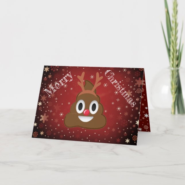 Uppsluppen julaftonPoopren Santa Emoji Helgkort (Framsida)