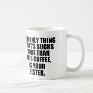 Uppsluppet kaffeordstäv, dåligakaffe vs syster kaffemugg
