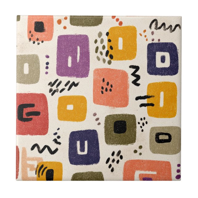 Uppspelad Abstrakt för Retro Doodle | Modern i mit Kakelplatta (Framsidan)