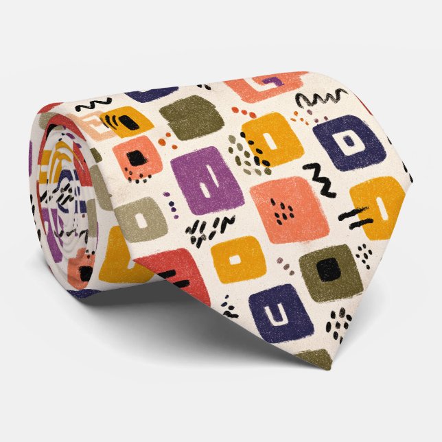 Uppspelad Abstrakt för Retro Doodle | Modern i mit Slips (Rullad)