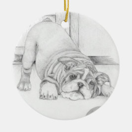 Uppspelad docka julgransprydnad keramik