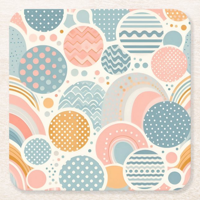 Uppspelad geometrisk dörr Mönster Underlägg Papper Kvadrat (Framsidan)