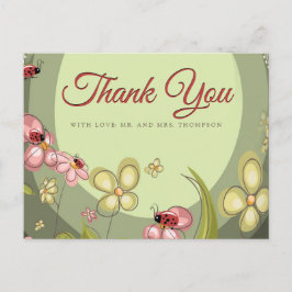 Uppspelad Grönt och Dam-fågel-Tack Vykort